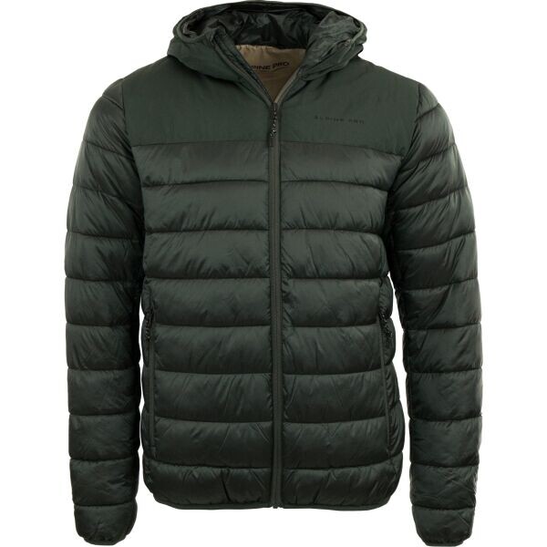 ALPINE PRO GRAL Pánská zateplená bunda, tmavě zelená, velikost