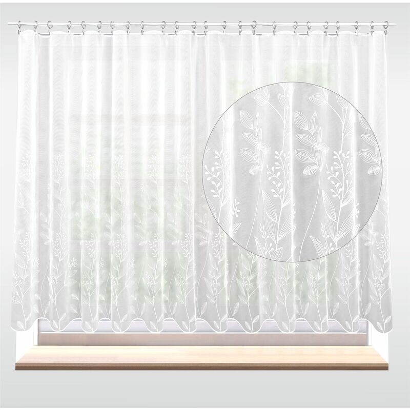Záclona vega, Bílé květiny s olůvkem metráž, bílá 120 cm