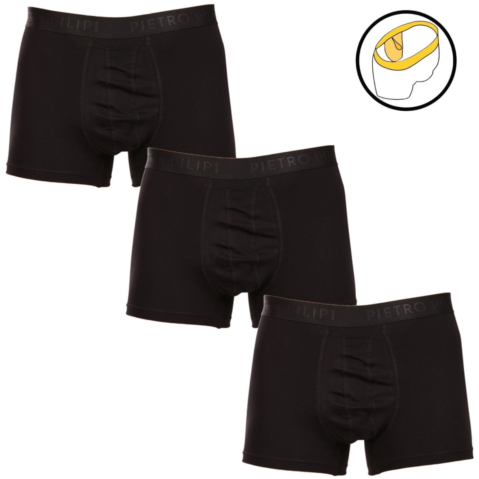 3PACK pánské boxerky Pietro Filipi balls holder černé (3PBHC1) L, trenky / trenýrky