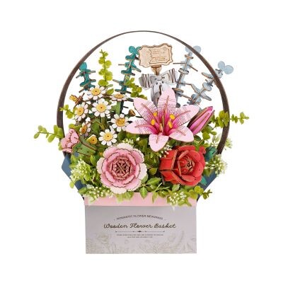 Dřevěné květiny - Košík květin Robotime