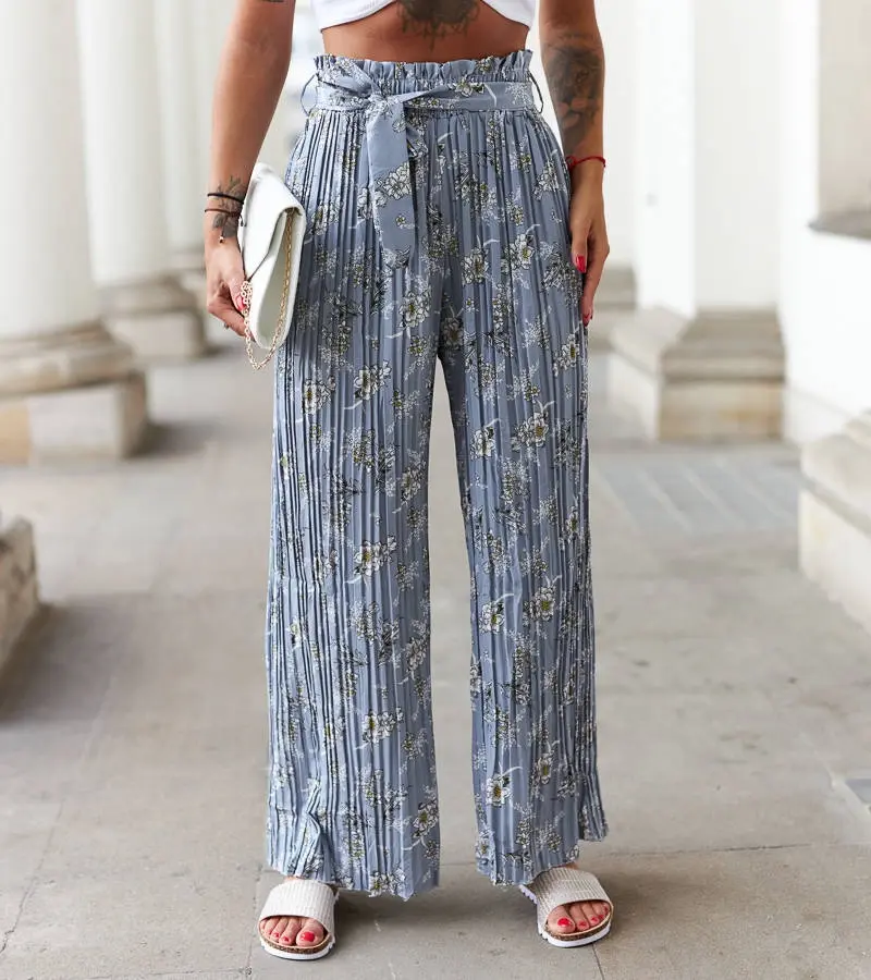 Gemre Manlio blue wide pleated trousers