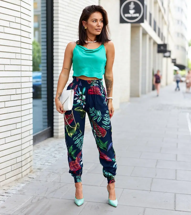 Gemre Navy blue floral pants Lomellina