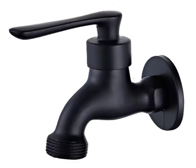 Eco produkty Černý nástěnný zahradní/pračkový ventil 1/2