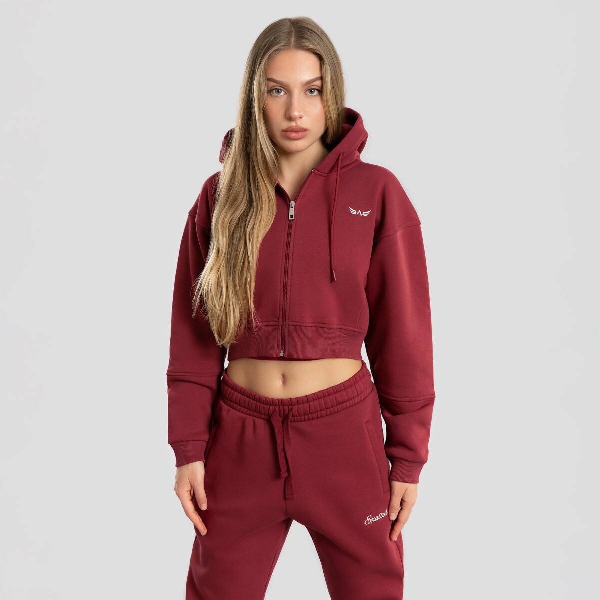 Dámská mikina exalted comfy-nest™ crop vínová s