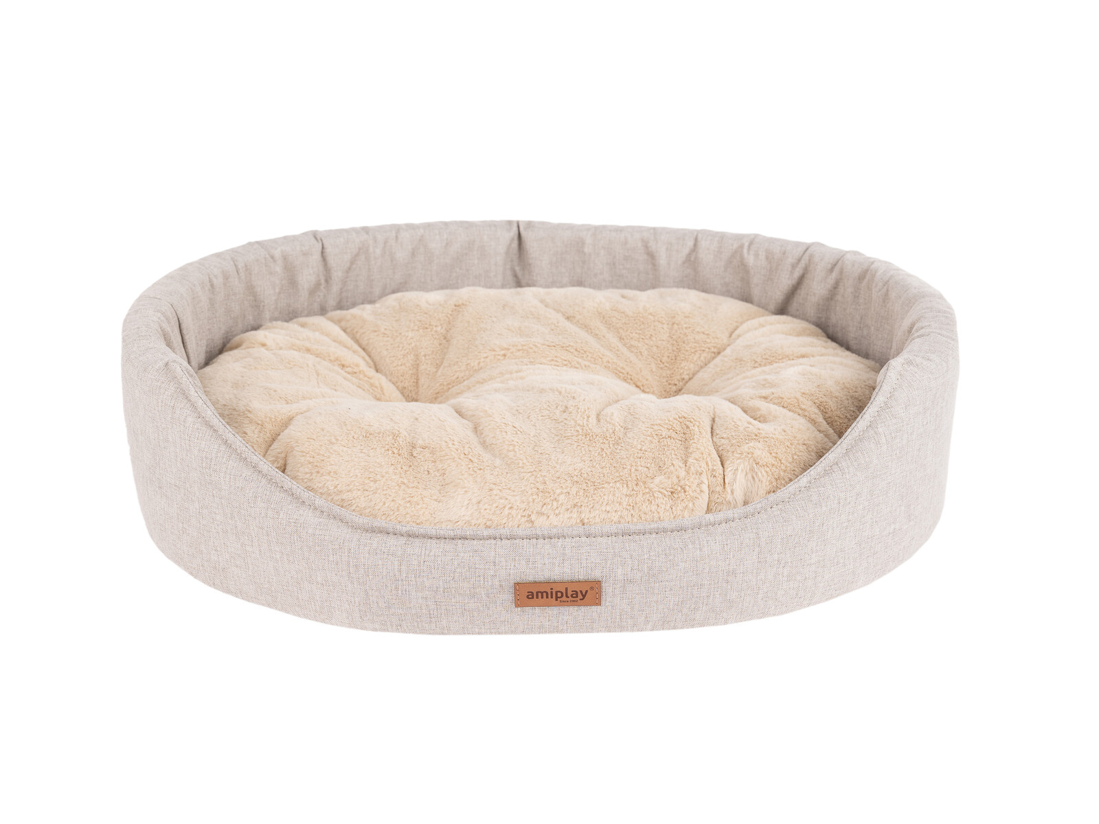 Pelíšek pro psa oválný COME béžová velikost S, M, L Rozměr: S - 46x38x13 cm