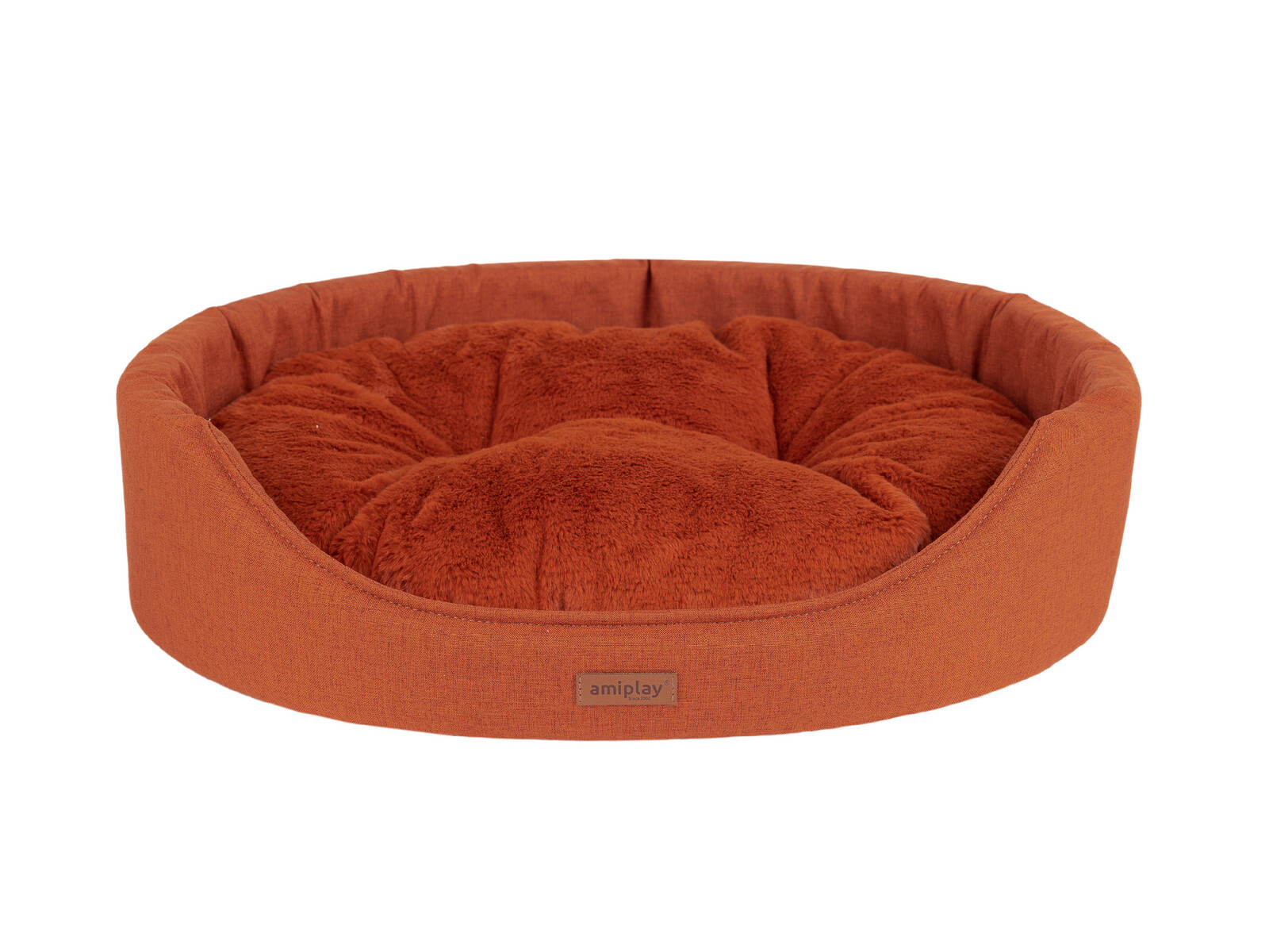 Pelíšek pro psa oválný COME cihlová velikost S, M, L Rozměr: S - 46x38x13 cm