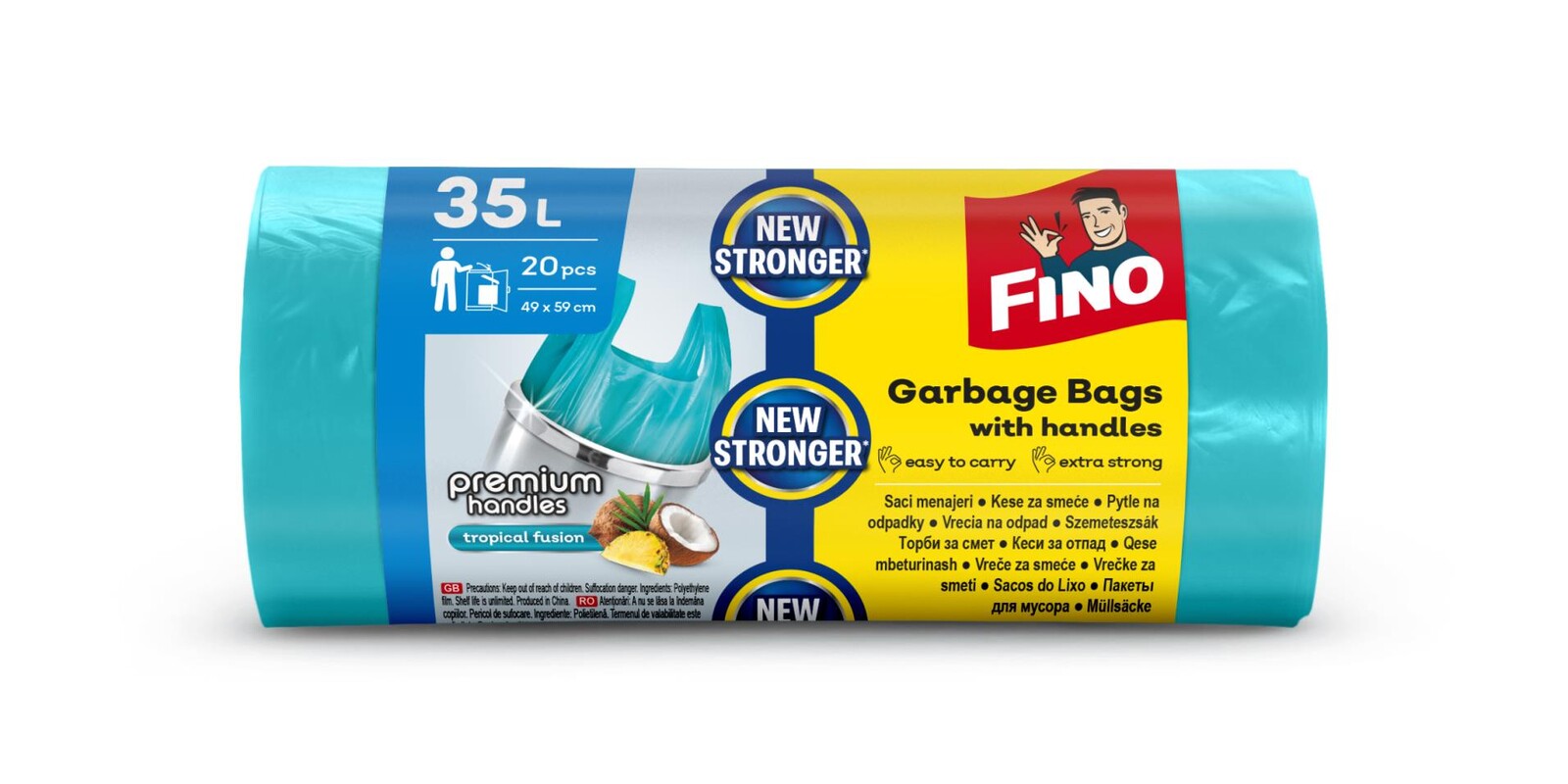 Pytle na odpadky FINO HD Aromatic - s uchy, zelené, 35 l, 10 mic, 20 ks