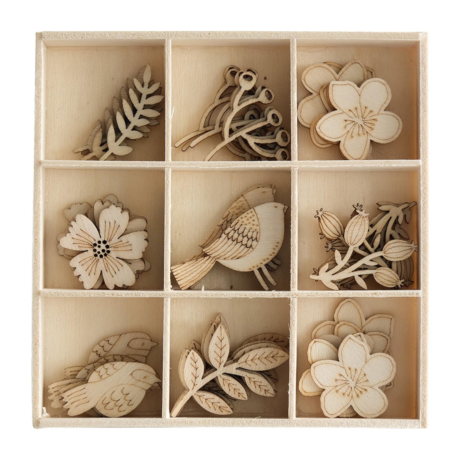 Galeria Papieru Dekorační dřevěné výřezy - motiv zahrada, 45 ks