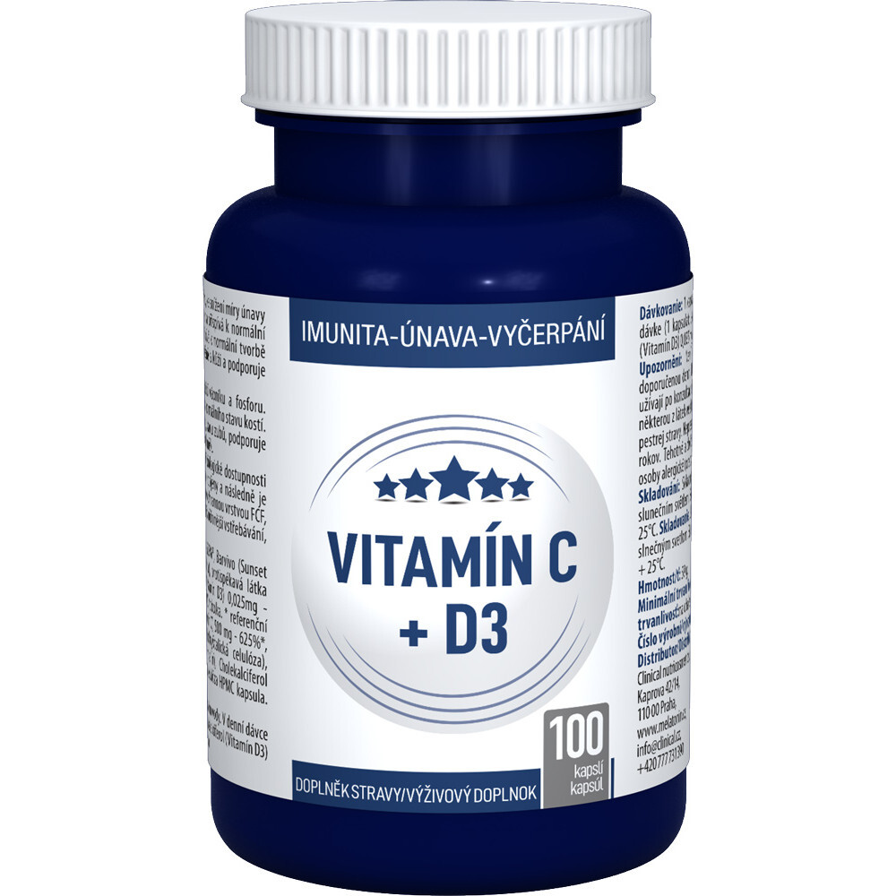 CLINICAL NUTRICOSMETICS Vitamin C + D3 100 kapslí