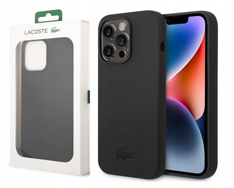 Originální Zadní Kryt Lacoste Silicone Croc Logo pro Iphone 14 Pro Max Černý