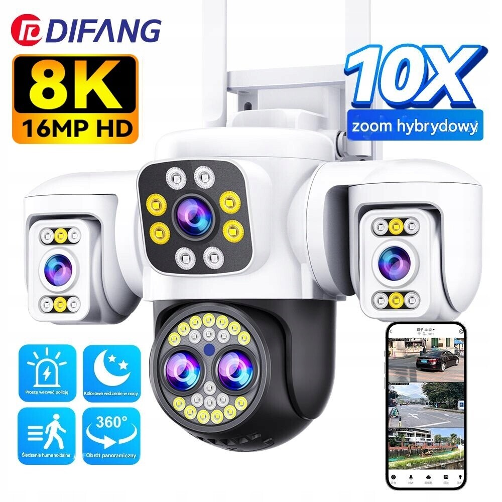 Otočná Kamera Trojitá Wifi Tři Oběti (4x4)16MP 8K 10xHYBRID Zoom