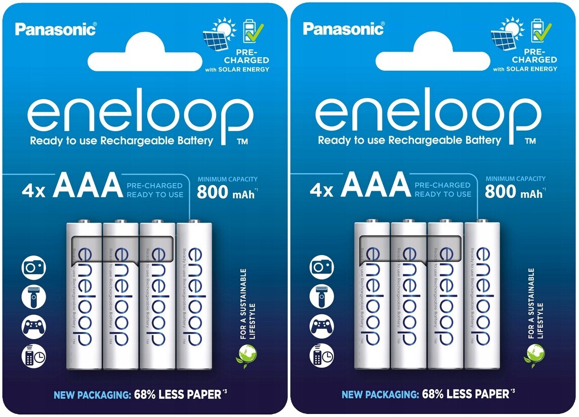 8 x Akumulátorové Baterie Panasonic Eneloop Aaa R03 800 mAh 1,2V Japonské