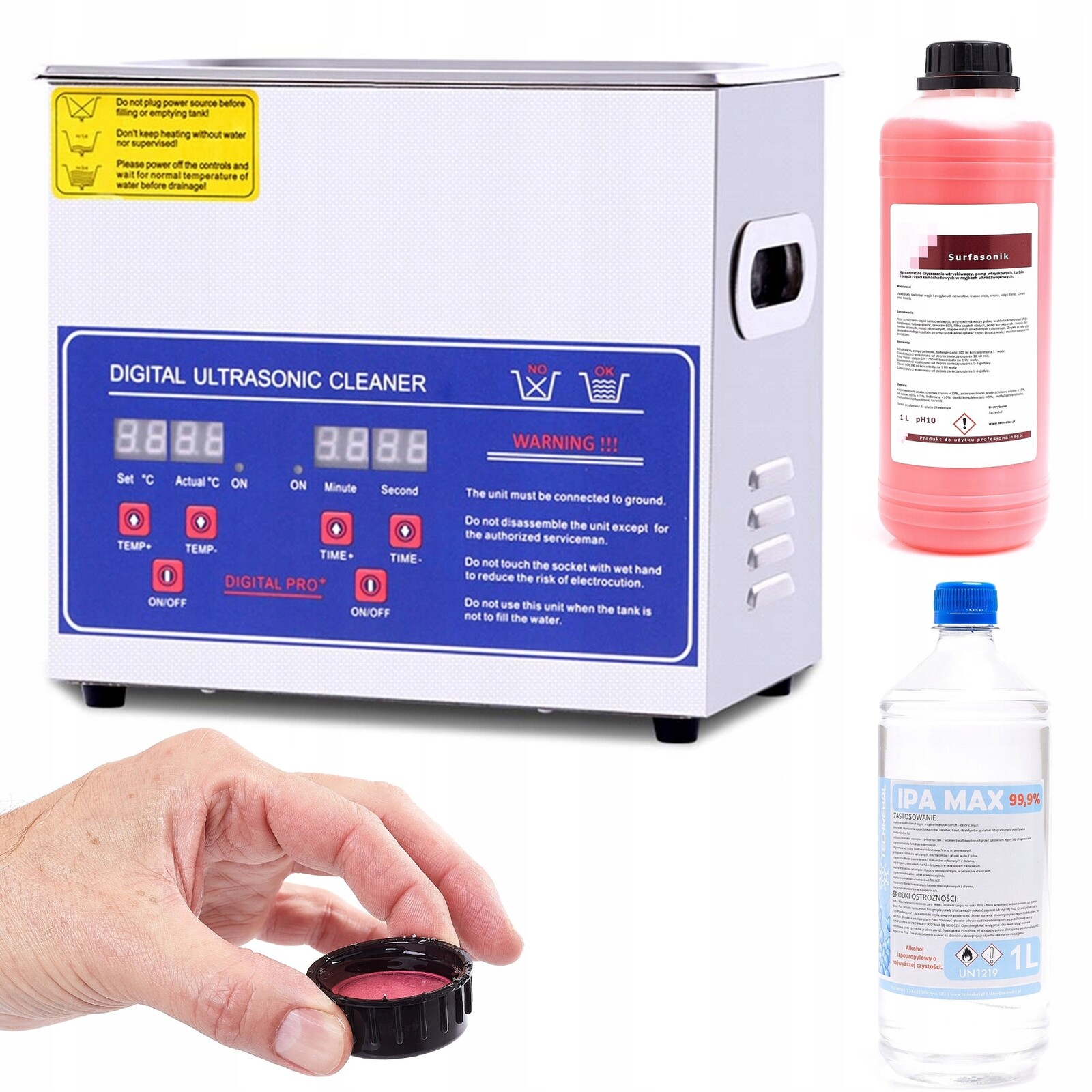 Ultrazvuková Myčka PS-20A 3,2 L LD Sada Kapalina Klenotník Optické Čištění