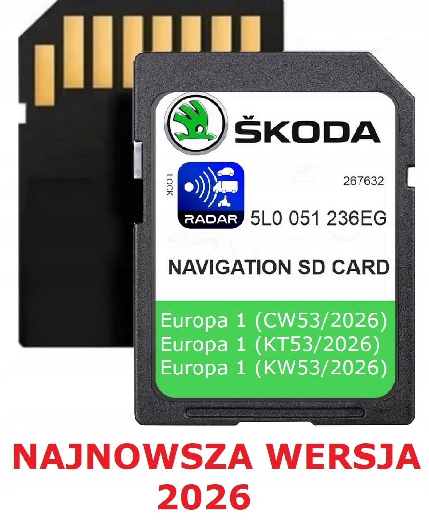 Mapa Karta Navi Skoda MIB2 V22 2025/2026 Superb Octavia Rapid Fabia