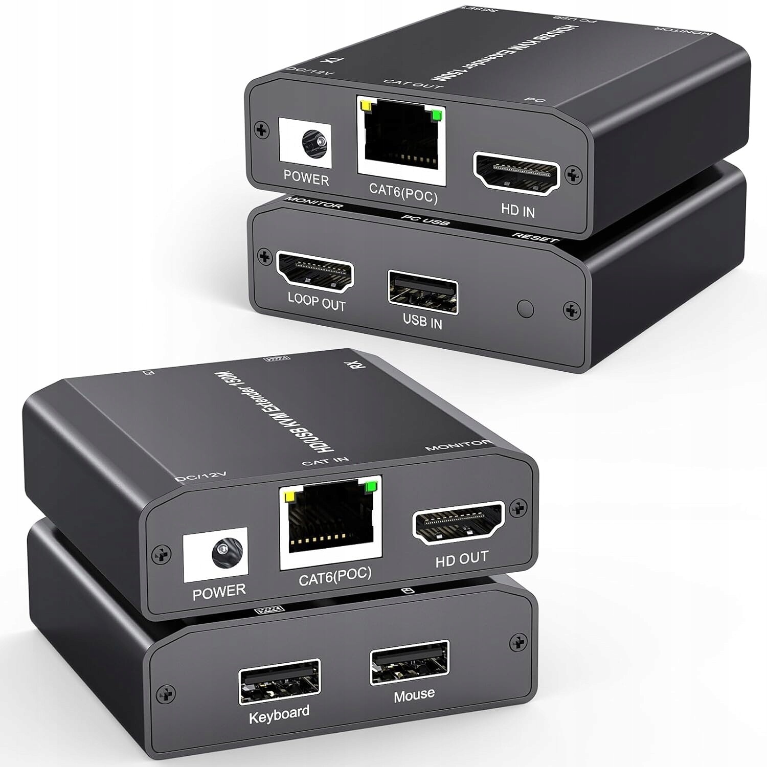 Kvm prodlužovací kabel KC-KVME150 Hdmi Usb po Cat 6/7 150 m 1080P@60Hz Poc
