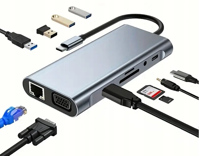 Adaptér Hub 11v1 Usb-c Hdmi 4k Power Delivery Usb Lan Gigabit