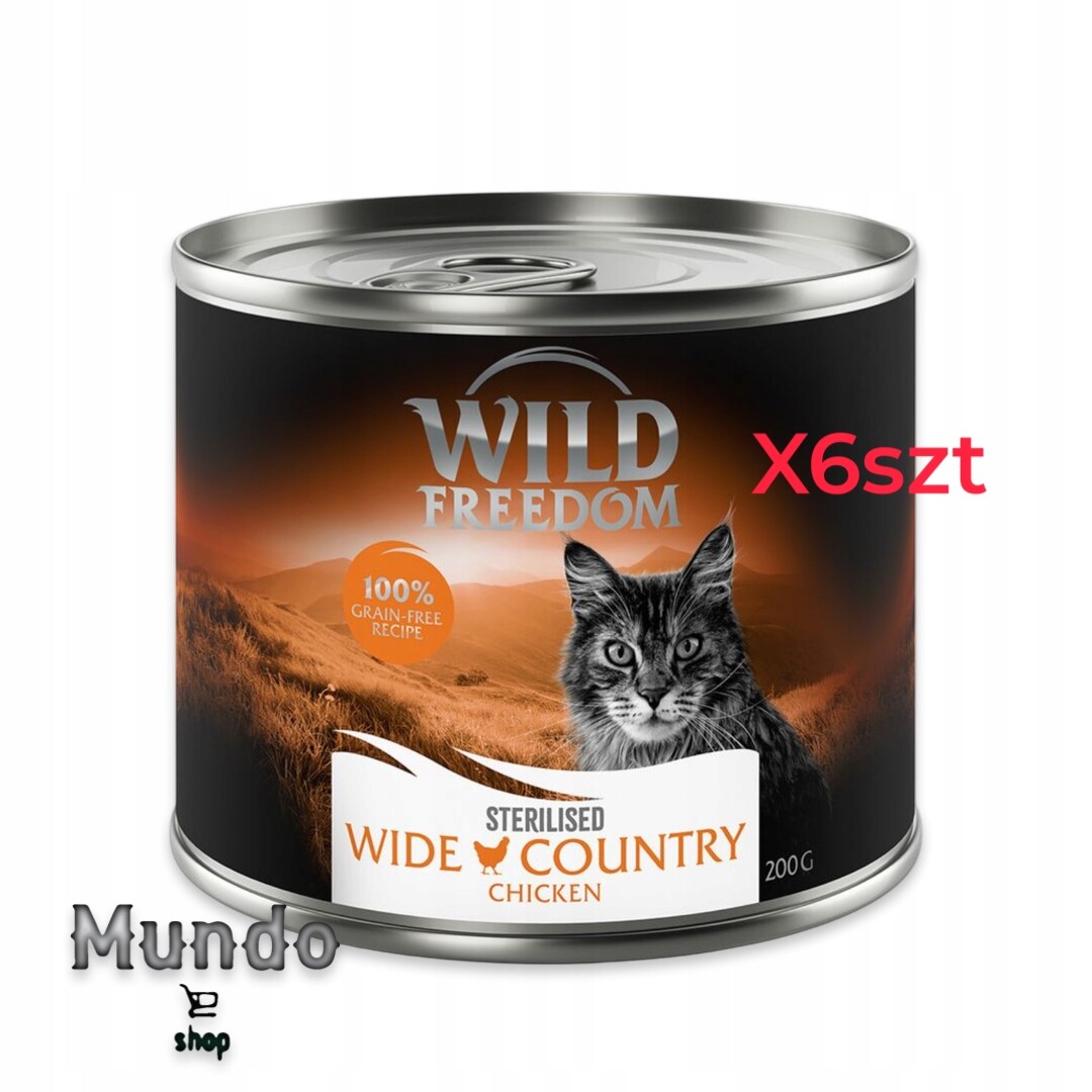 Wild Freedom Adult Sterilised 6 x 200 g – bez obilovin - Wide Country Sterilised – kuře