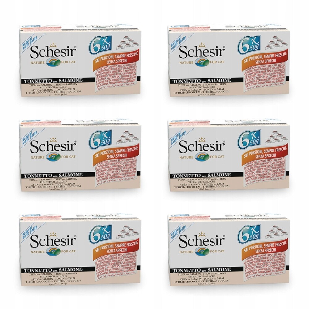 Schesir Complete Nutrition Filet v želé 6 x 50 g - tuňák s lososem