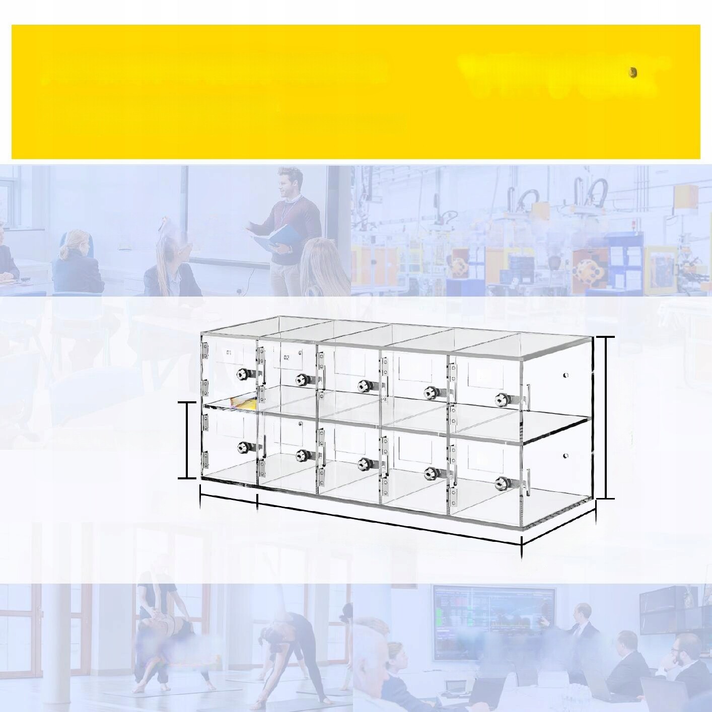 Bezpečnostní skříňka na mobilní telefony průhledný akrylová 10 přihrádek