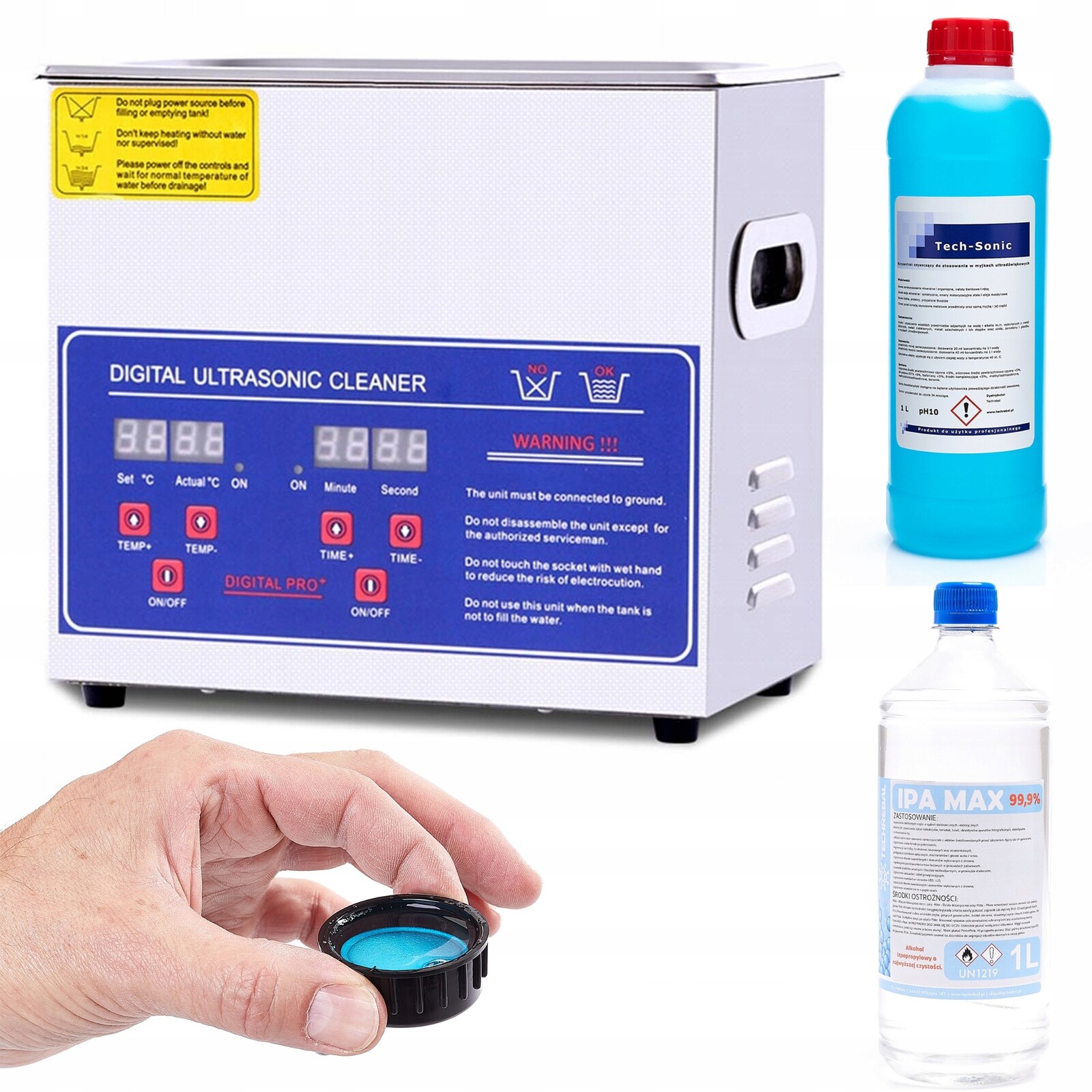 Ultrazvuková Myčka PS-20A 3,2 L S Ohřívačem LCD Pro Klenotníky