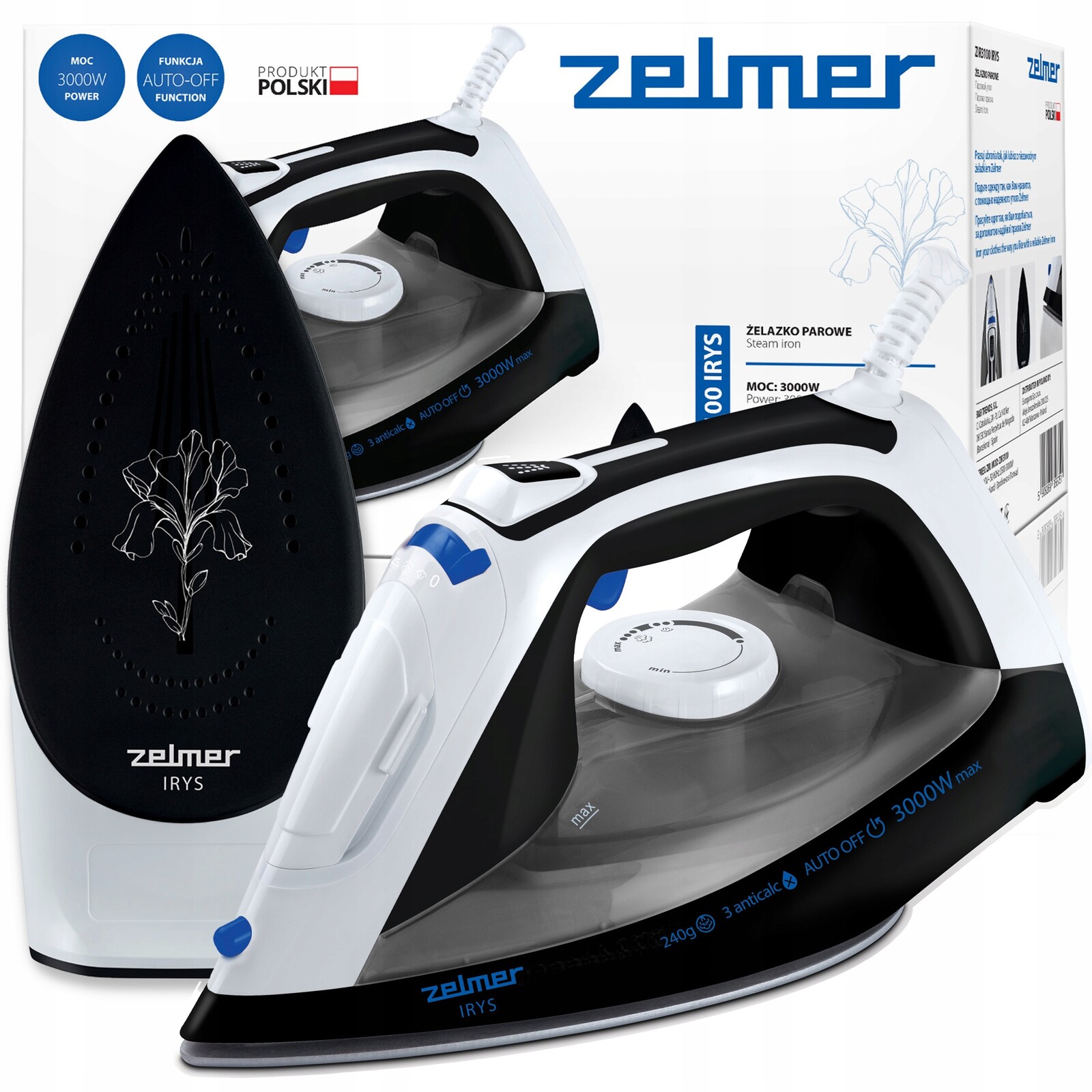 Zelmer Žehlička Polské Keramická ZIR3100 Para Pion 45g/min 3000W