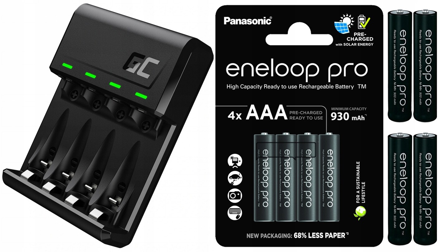 Nabíječka Akumulátorů R3/R6 +4x Akumulátory Eneloop 930 mAh