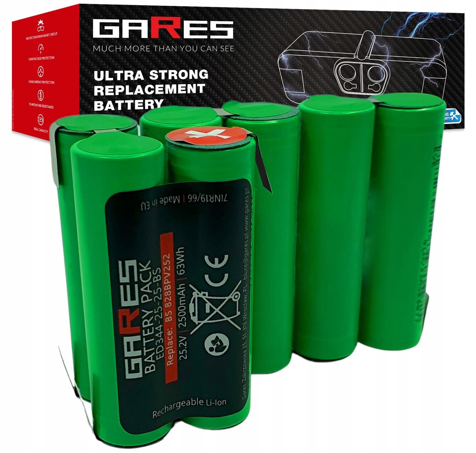 Akumulátor Gares 25,2V 2,5Ah pro Bosch 828BPV252