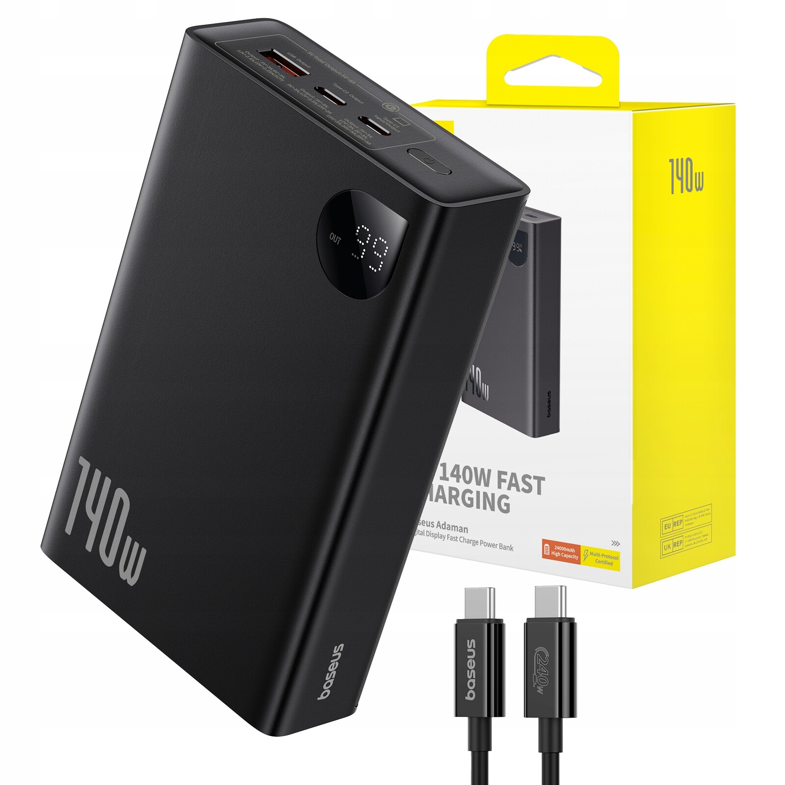 Baseus Powerbanka S Rychlým Nabíjením 22800 Mah 140 W 3X Usb-c Usb-a Qc Pd