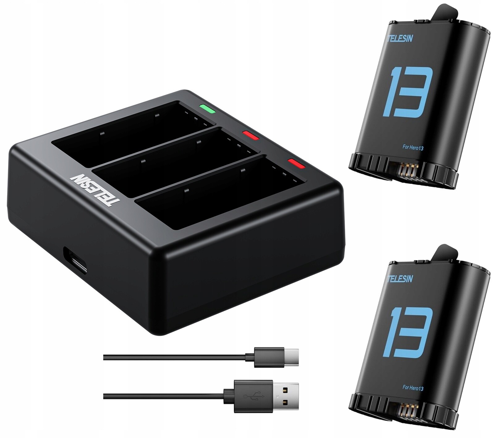 Usb nabíječka 2x akumulátor baterie pro GoPro Hero 13 Black Telesin