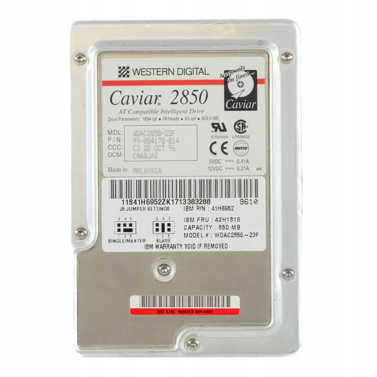 Ibm 42H1816 41H6952 853MB Ata 4.5K 3.5'' WDAC2850-23F