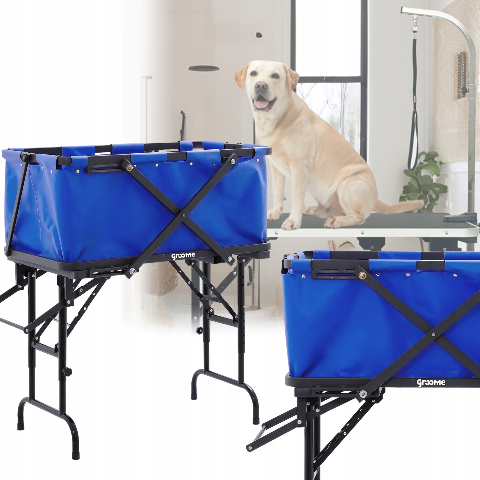 Groomerská vana na mytí psů a zvířat, veterinární, skládací, přenosná