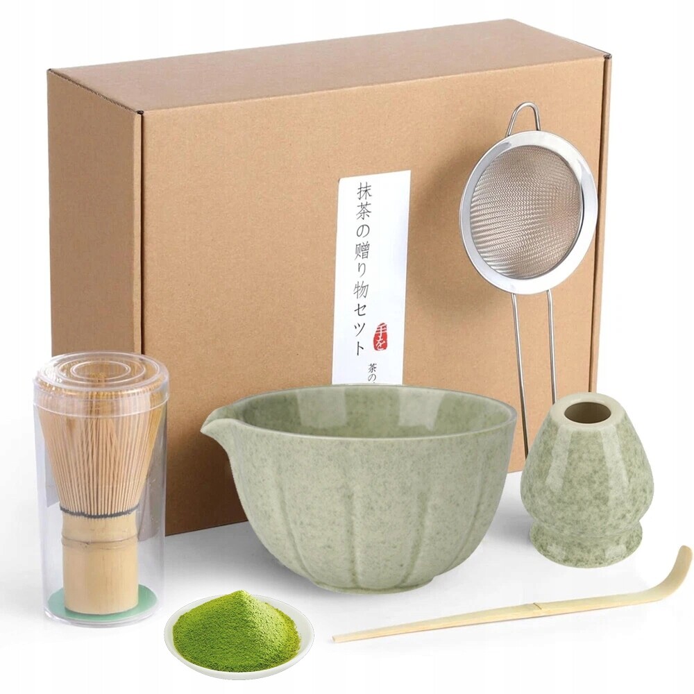 7 Ceremoniální Sada Na Matchu, Bambusová Miska, Metla A Lžička