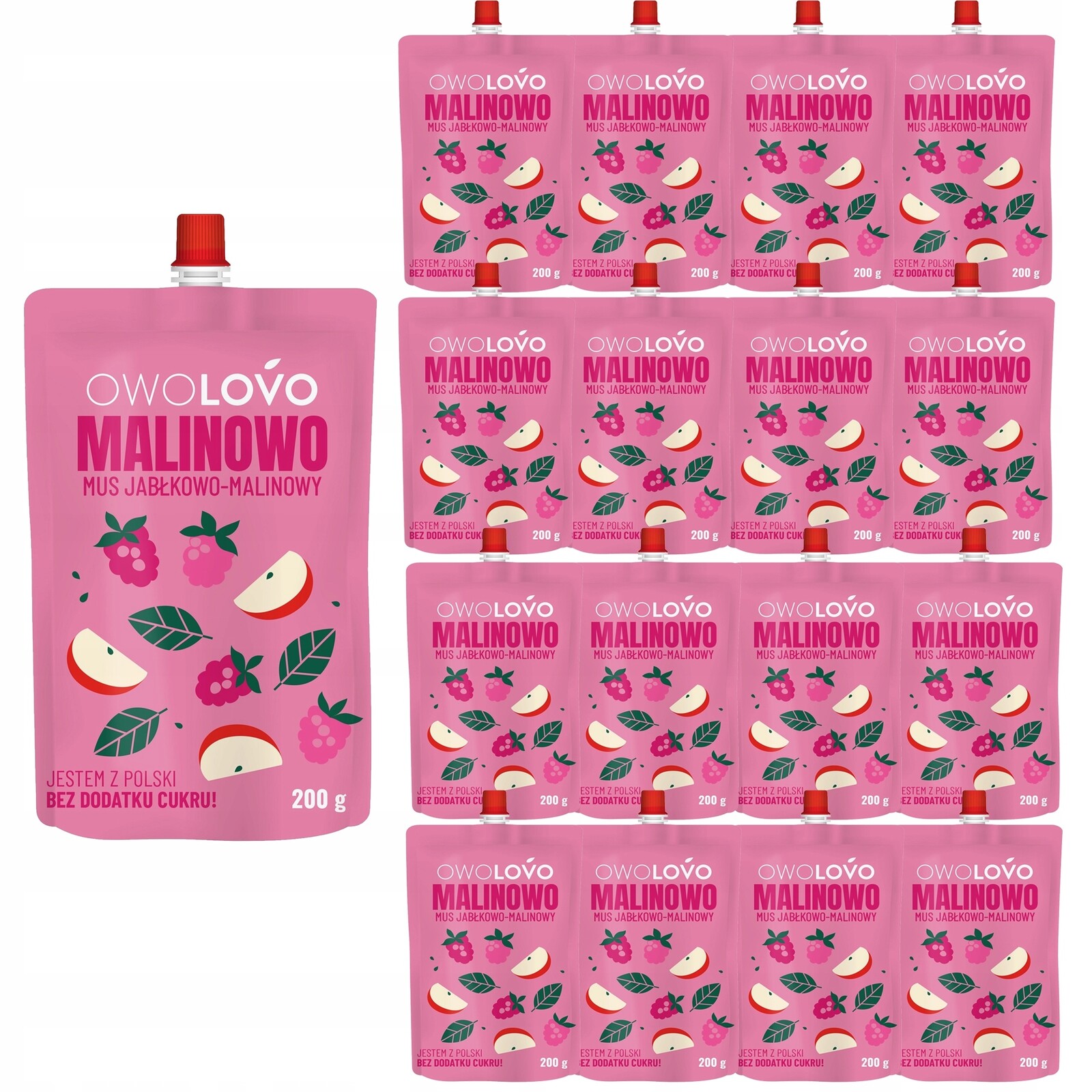 Owolovo Malinová jablkovo-malinová pěna 200 g x 16 kusů