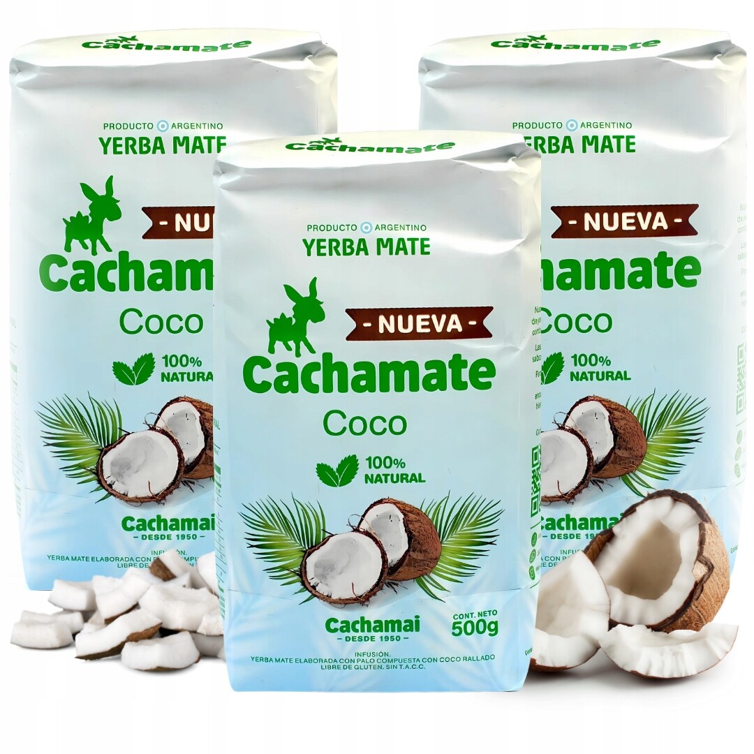 Sada Yerba Mate Cachamate Coco (kokosová) 3x500 g 1,5 kg