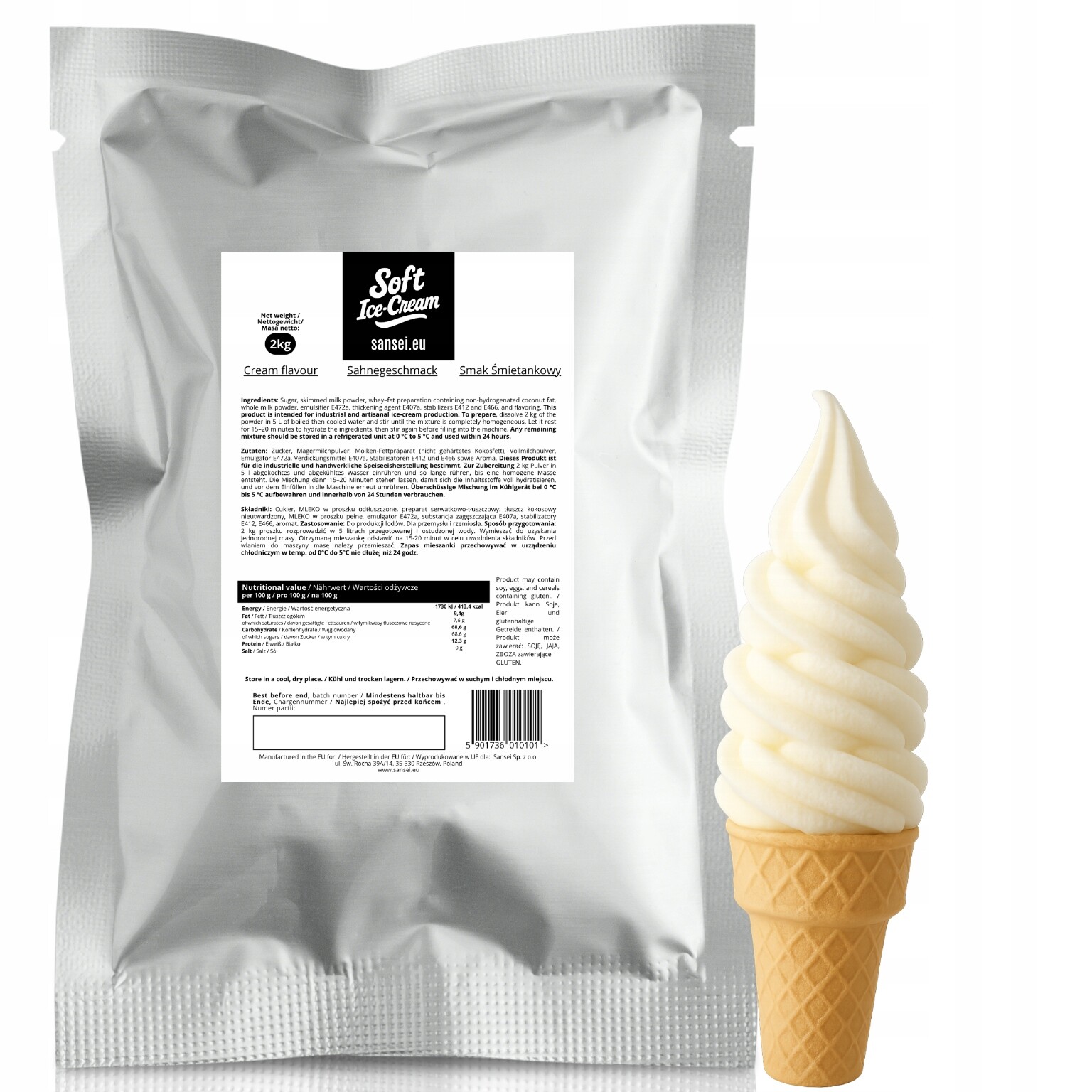 Italská zmrzlina v prášku Smetanová 2 kg, Vysoká kvalita a výkonnost