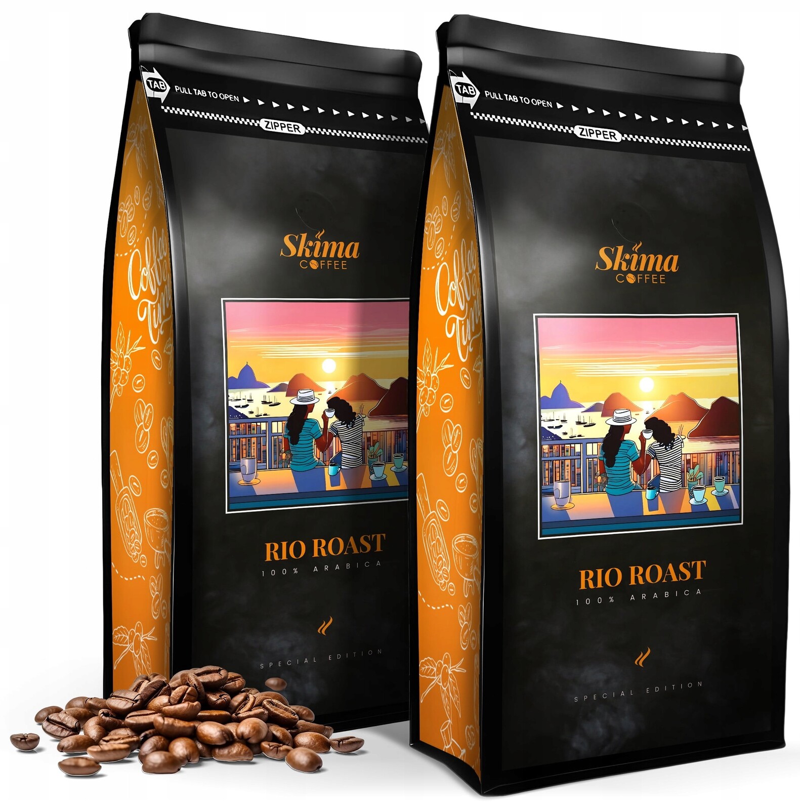 Káva zrnková 2x1 kg Rio Roast (speciální Edice) Čerstvá pro kávovar Skima
