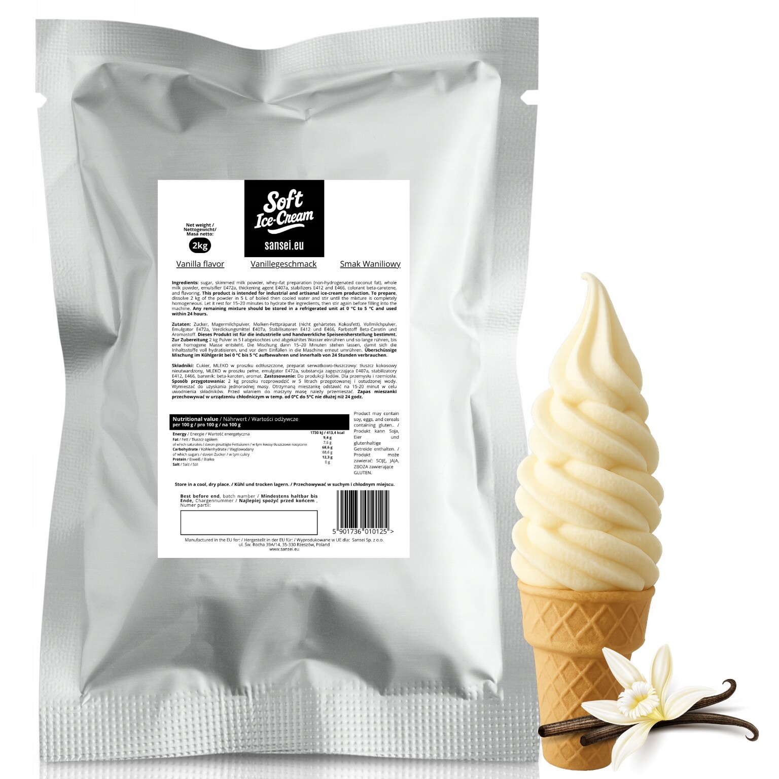 Italská zmrzlina v prášku Vanilková 2 kg, Vysoká kvalita a účinnost