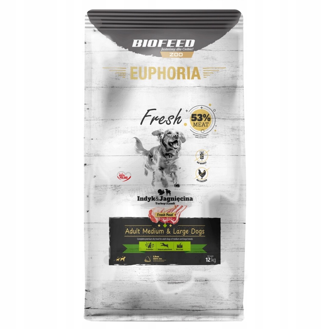 Biofeed Euphoria Fresh Turkey 12 kg Krmivo pro psy středních a velkých plemen