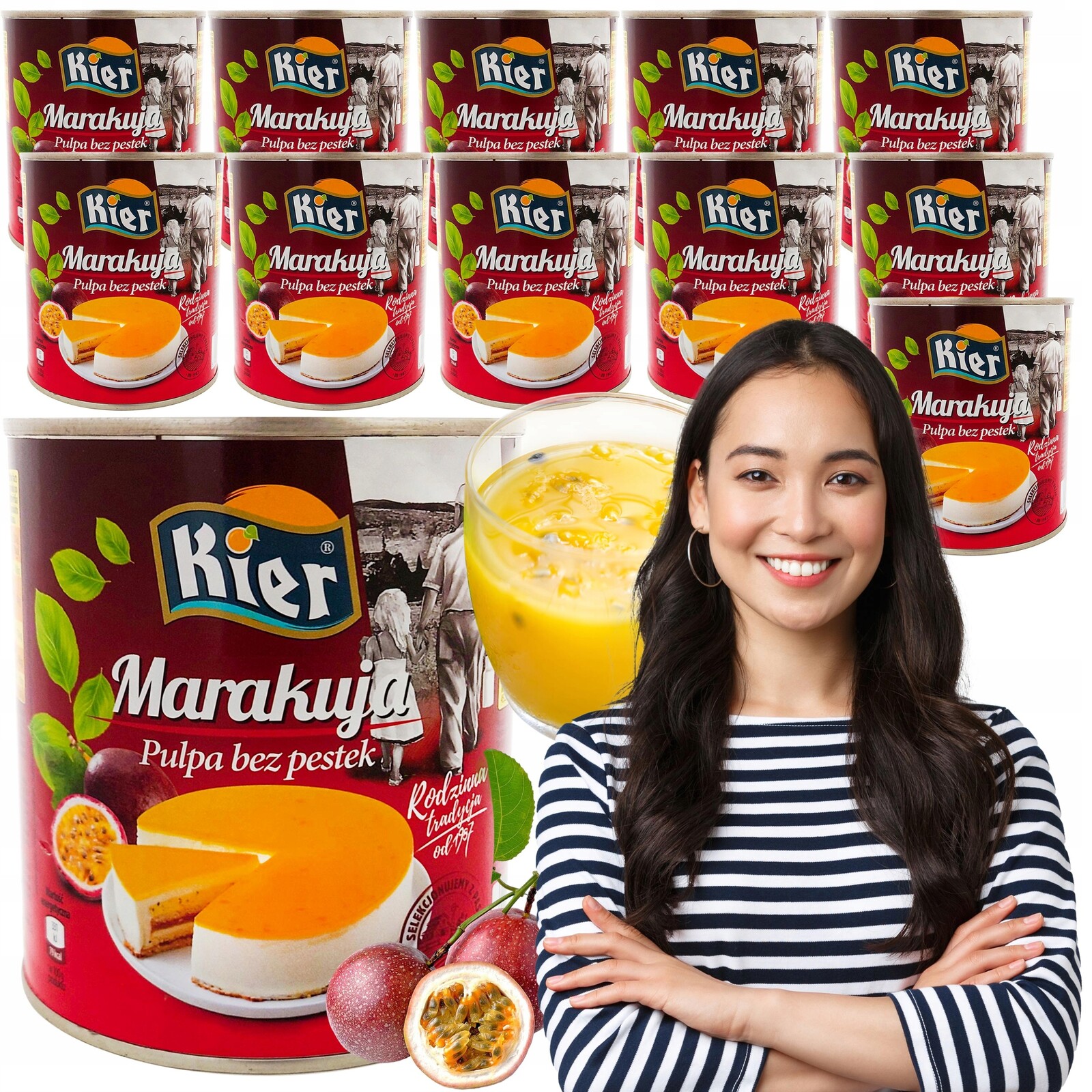 Marakuja Kier pyré bez pecek 12x825 g – připravená k dezertům a koktejlům