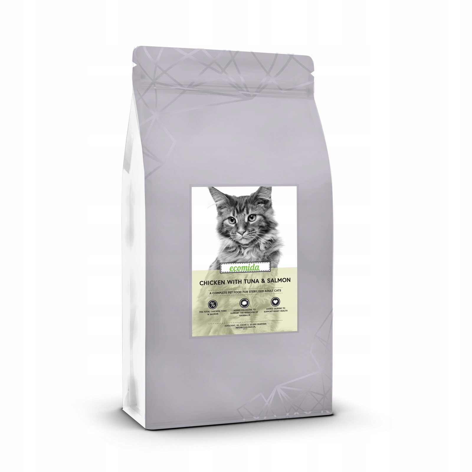 Ecomida Connoisseur Kuřecí tuňák Losos 1,5 kg Dospělá kočka, sterilizovaná