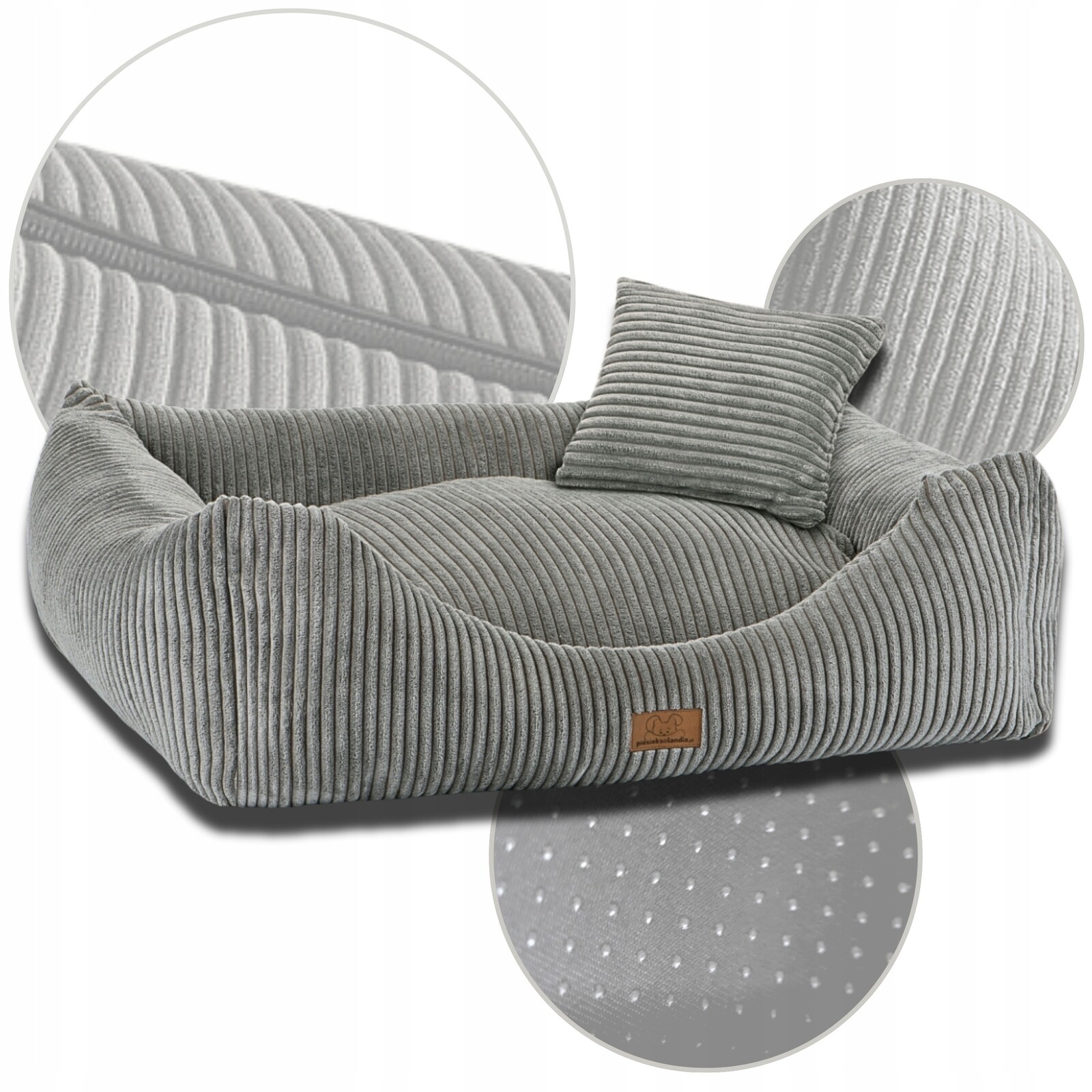 Pelíšek Pro Psa Potah Šedé 70x60 Polštář Matrace Pruhy