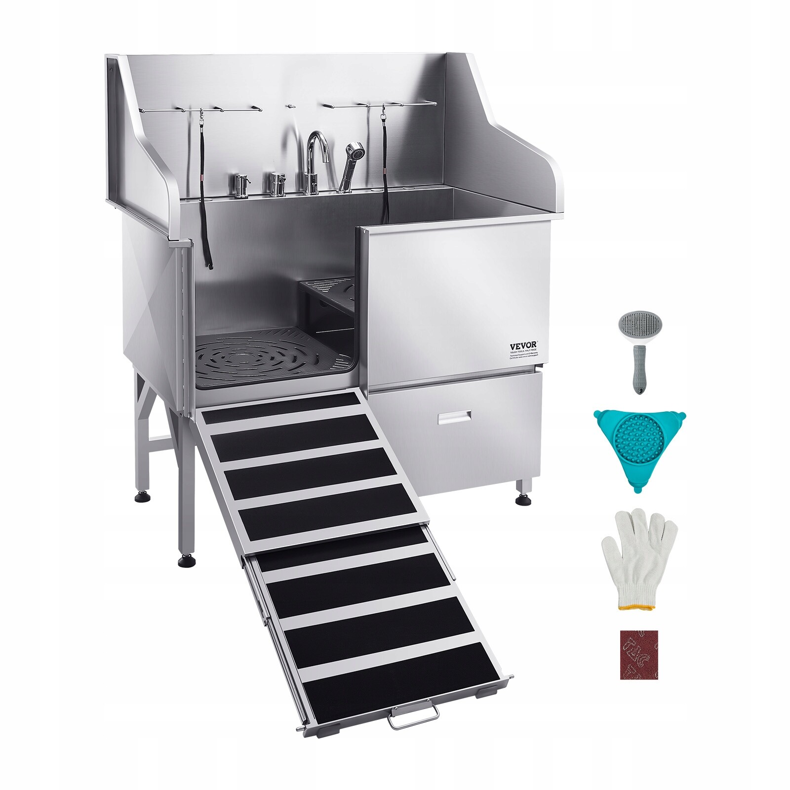 Vevor Wanna Dla Zwierząt 127,5x79,5x143,5CM Stacja Do Mycia Stal Nierdzewna