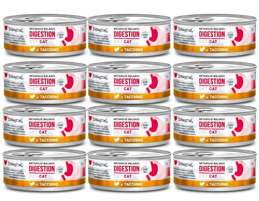 Disugual Krmivo Vlhké Veterinární Kočka Digestion Low Fat Krůta 12 x 85 g