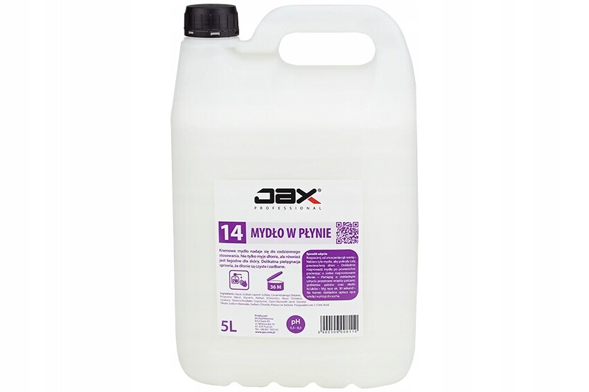 Krémové mýdlo v tekutém přípravku na mytí rukou těla a vlasů Jax Professional 5L