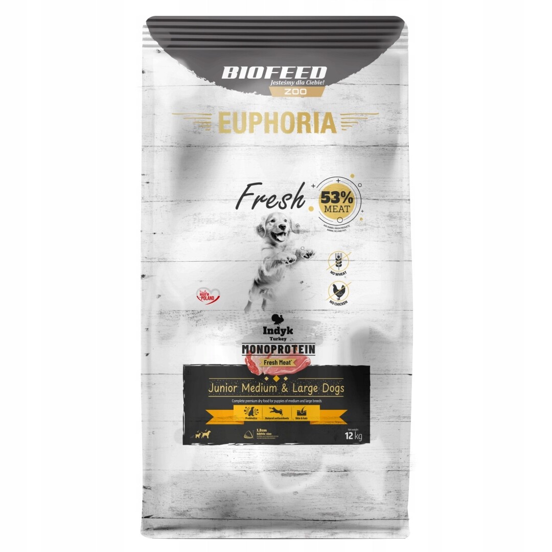 Biofeed Euphoria Fresh 12 kg Monoproteinové suché Krmivo pro štěňata Krůta