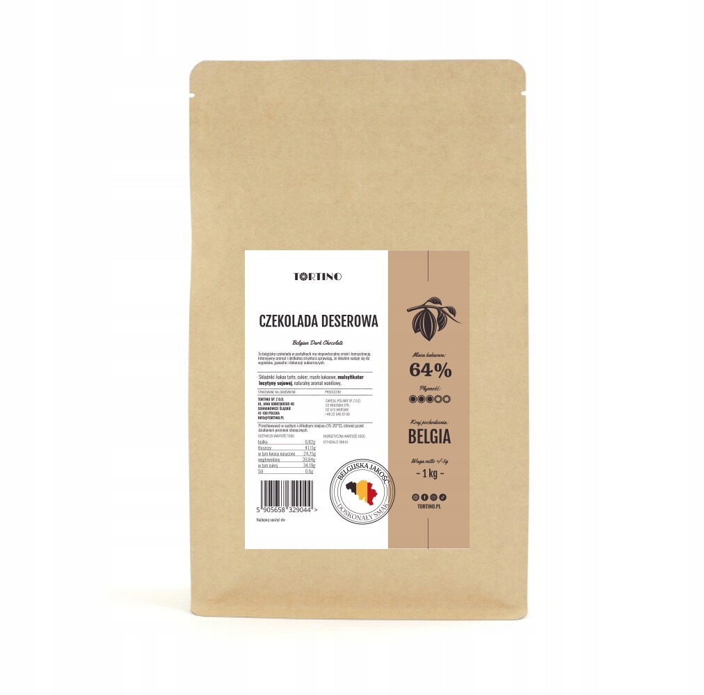 Čokoláda dezertní belgická 64% 1kg Tortino