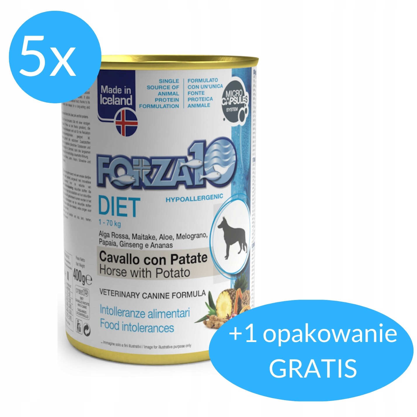 Forza10 Dieta pro psa koně s bramborami 5x400g 400g Bonus