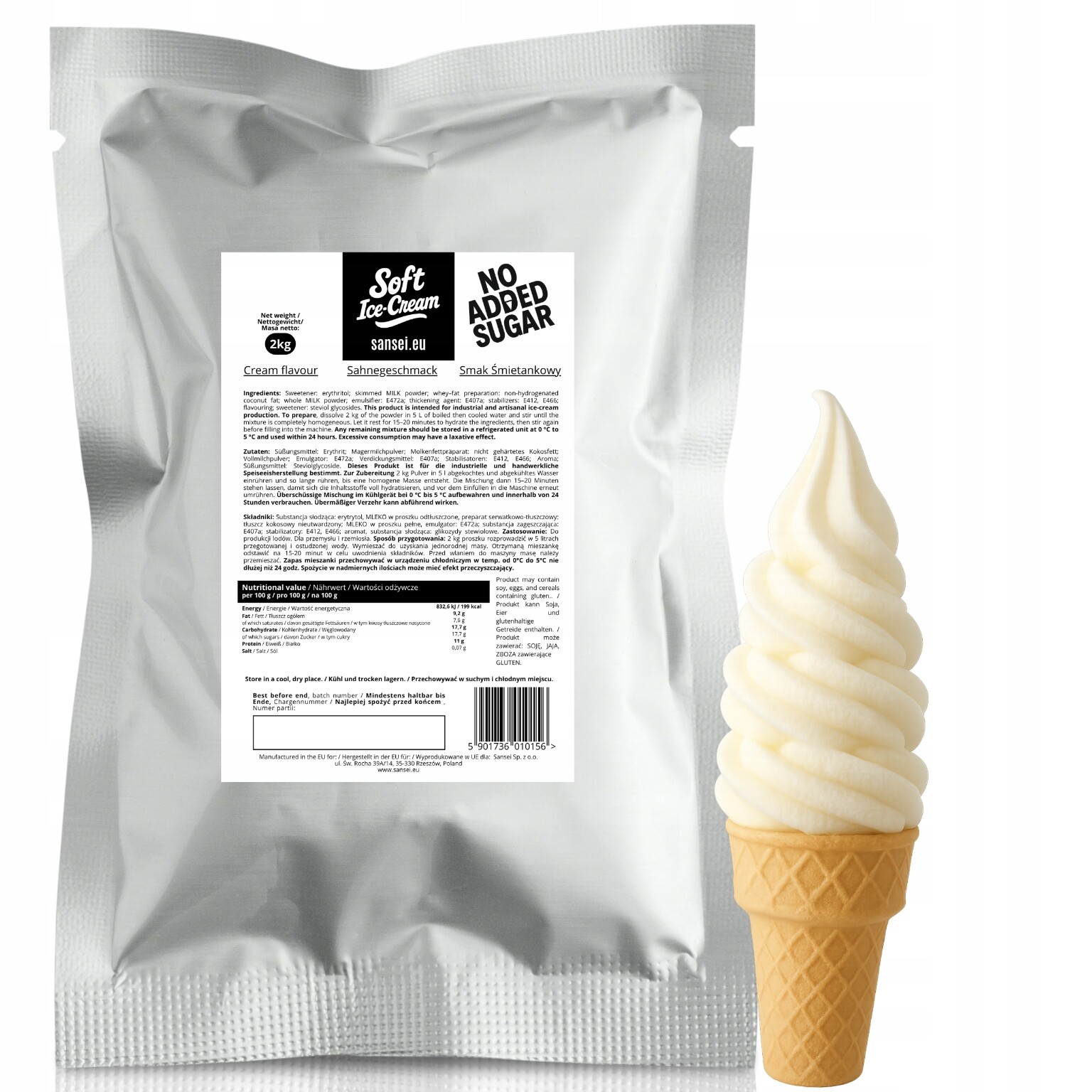 Italská zmrzlina v prášku Smetanová bez přidaného cukru 2 kg Premium