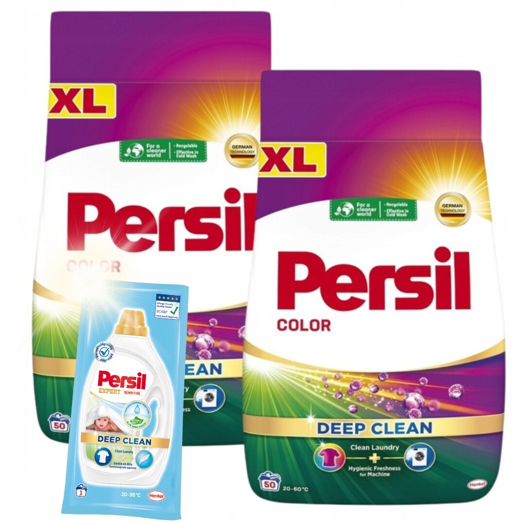 Persil Deep Clean Prášek na praní Regular Color 2x2,75 kg 100pr Dárek