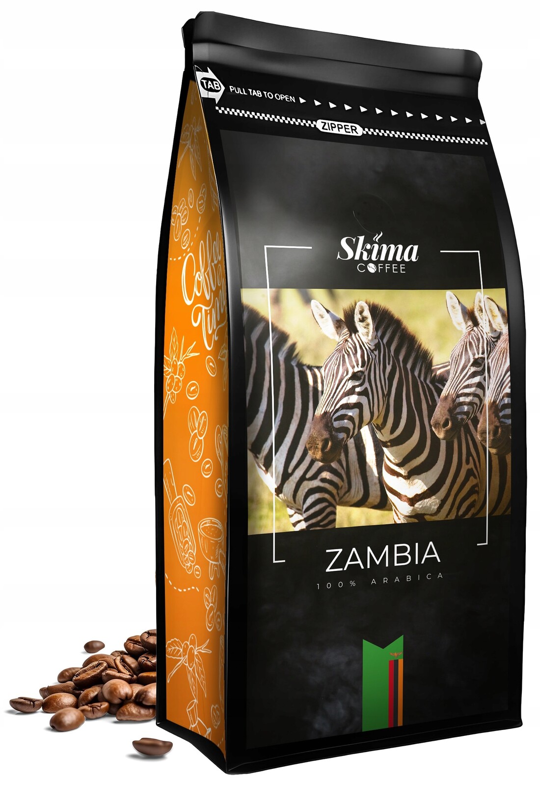 Káva zrnková 1 kg Zambie 100% Arabica Čerstvě pražená pro kávovar SkimaCoffe